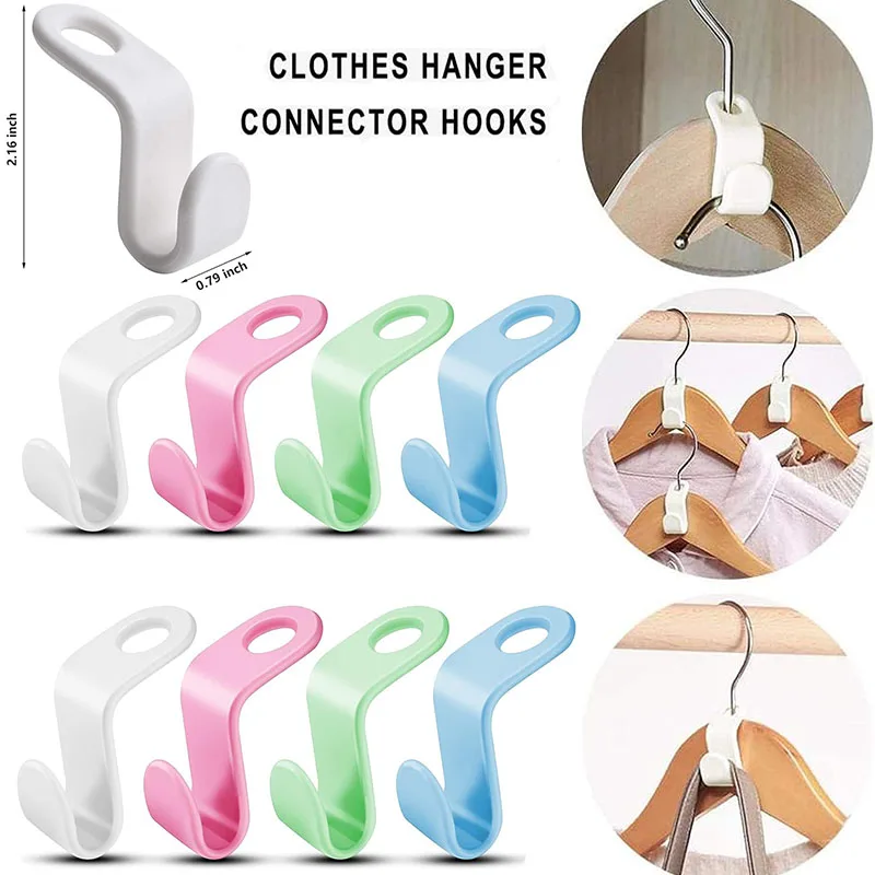 

5/10/20PC Mini Hanger Connector Hook Saves Wardrobe Space Connection Plastic Wardrobe Coat Organization Rack Space Saves utensil