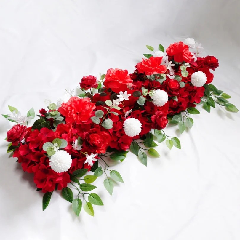 

100cm DIY Wedding Flower Wall Decoration Arrangement Supplies Silk Peonies Rose Artificial Floral Row Decor Wed Arch Backdrop