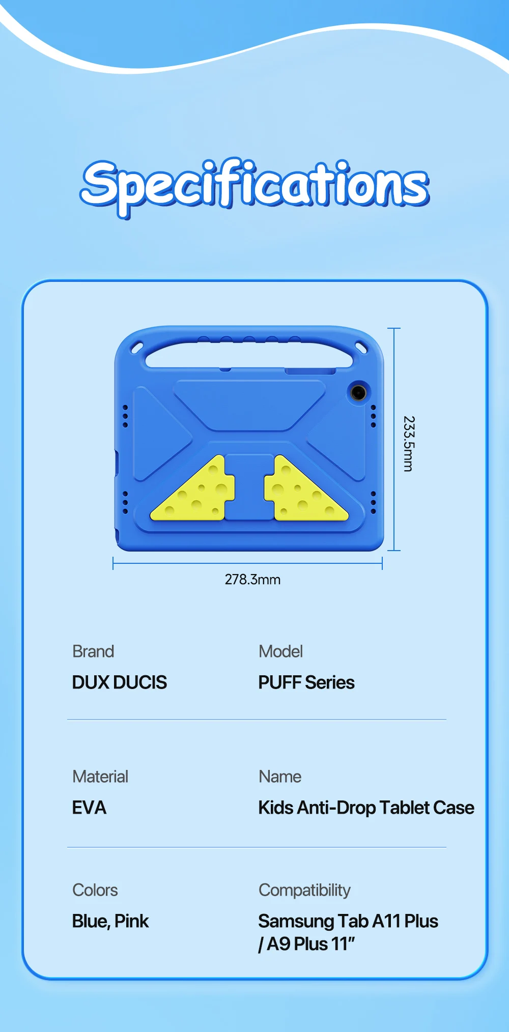 DUXDUCIS stoßfeste EVA-Hülle für Kinder für Samsung Galaxy Tab S11/S10 Lite/S9 FE/S8 11 Zoll Tab A9 8.7 A11 Plus Anti-Drop-Ständer-Abdeckung – Detail 16