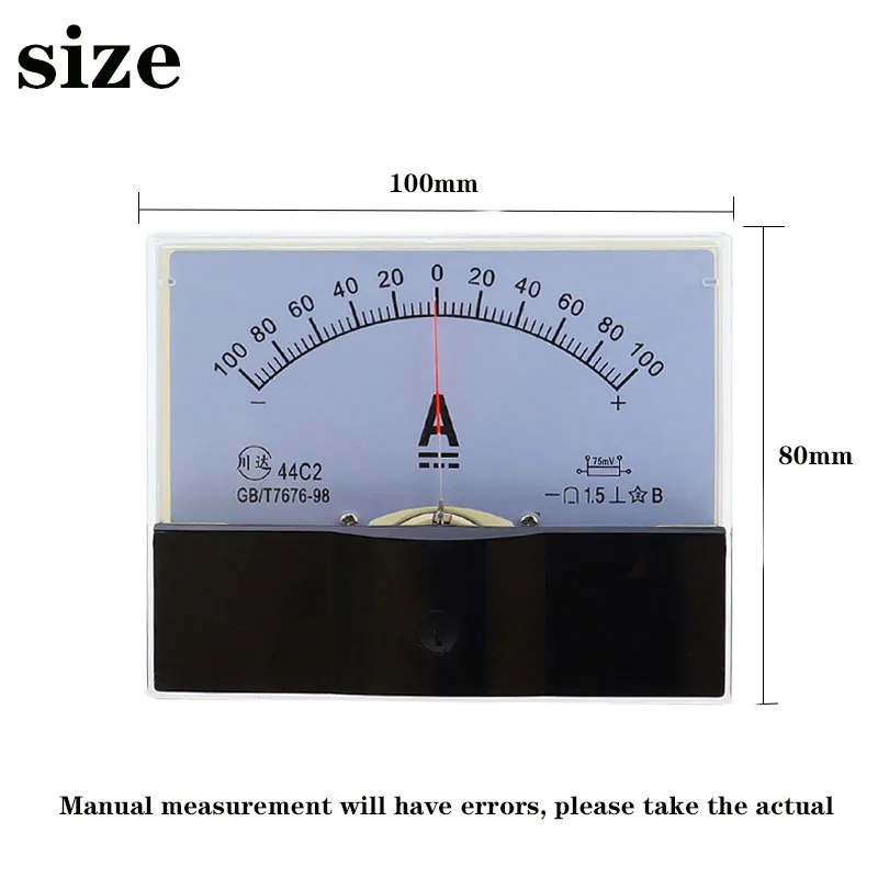 44C2 DC /75mv Amperemeter Gauge Analog Panel AMP Current Meter50A -0 - 50A Ammeter 3A 5A 10A 20A 30A 50A 100A 200A 300A 500A