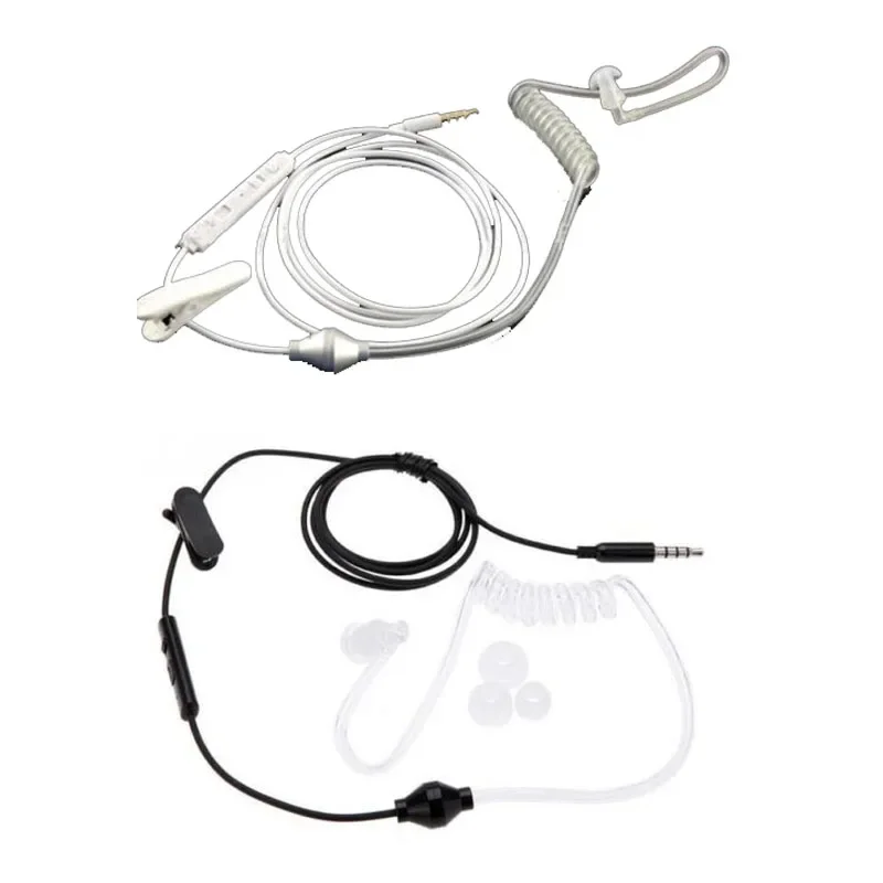 Spiral Acoustic Hollow Flexible Air Tube Stereo 3.5mm In Ear Anti-radiation Earphone Headset with Mic for Xiaomi iPhone Samsung