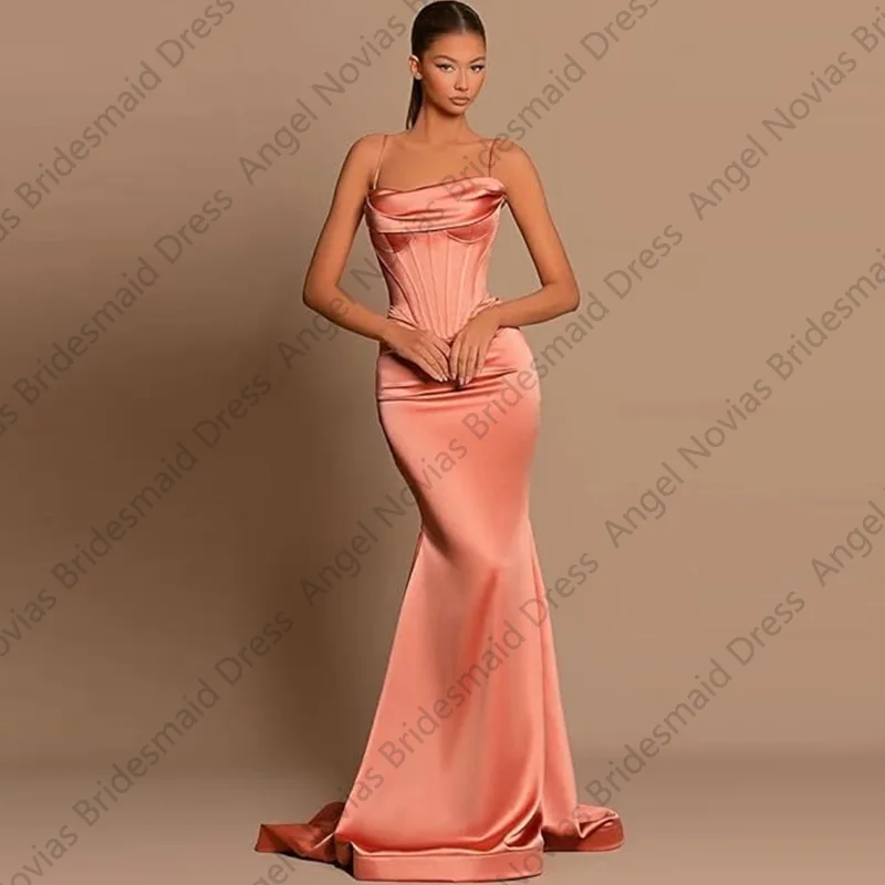 

Customized Long Mermaid Bridesmaid Dresses with Straps Evening Prom Party Gowns vestido de madrinha de casamento