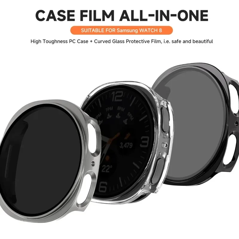Privacy film+PC Case for Samsung Galaxy Watch 8 40mm 44mm Screen Protector PC Matte Bumper All-Around For Galaxy Watch 8 Cover