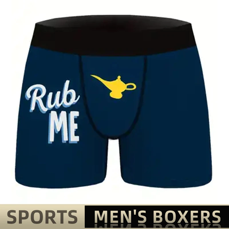 Men Sports Boxers Underwear Underpants Sport Blue M L XL Teapot Letter Printing Ventilate Fashion Fitness Casual