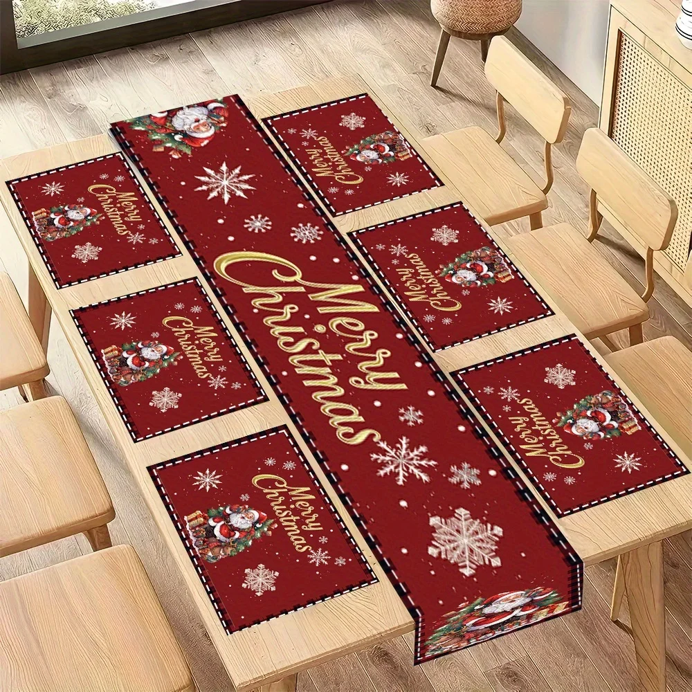 عيد ميلاد سعيد سانتا كلوز الكتان الجدول عداء المفارش ديكور للطاولات الشتاء شجرة عيد الميلاد الغزلان الجدول العدائين زينة عيد الميلاد #3