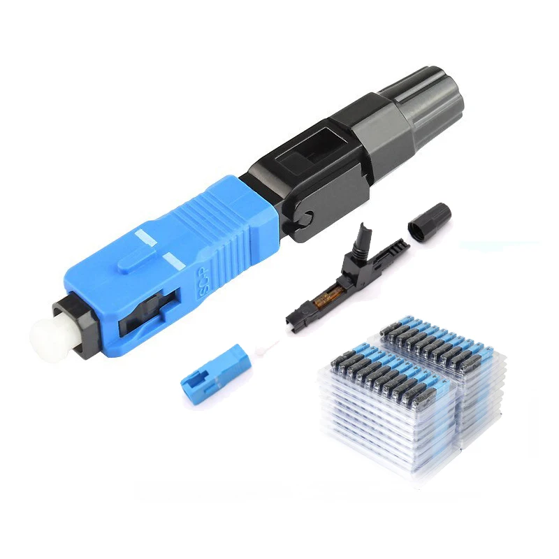 50-400pcs Optical Fiber Quick SC APC Connector SM Single-mode Fiber Optic Fast Connector SC UPC Adapter FTTH Tool Free Shipping