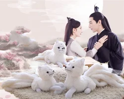 TV Kyuubi Kitsune Nine Tail Fox White Red Lovely Animal Soft Stuffed Doll Plush Toy Girl Birthday Christmas Gift 1pc
