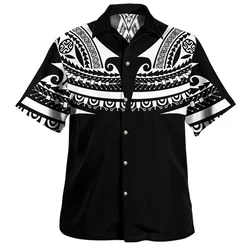 Summer New Vintage 3D Polynesian Islands Printed Shirts Polynesian Coat Of Arm Graphic Short Shirts Men Fashion Cool Clothes Top