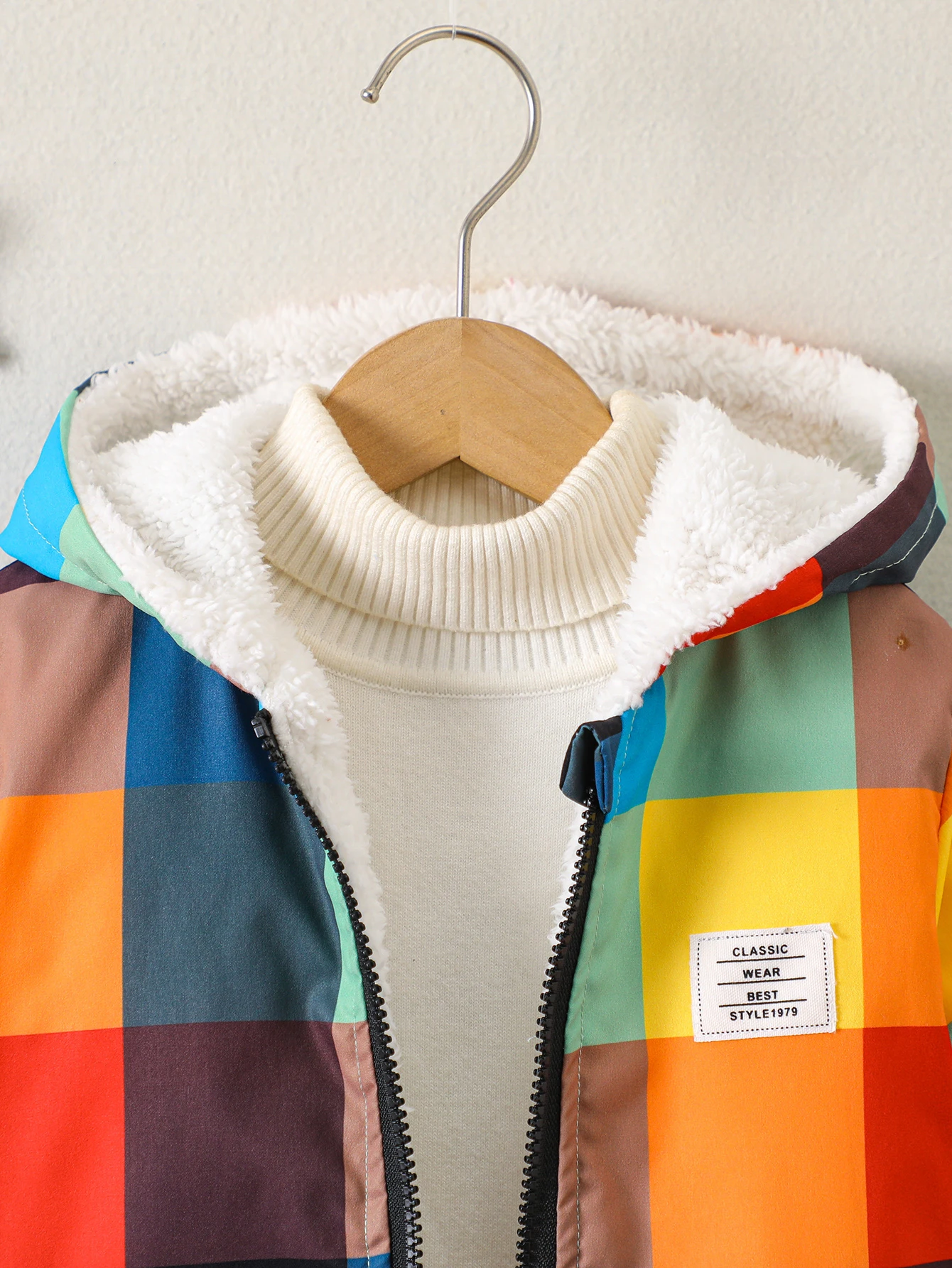 معطف كارديجان بسحاب وغطاء للرأس مطبوع رقميًا وسميك ودافئ وبطانة من القطيفة للأولاد لخريف وشتاء