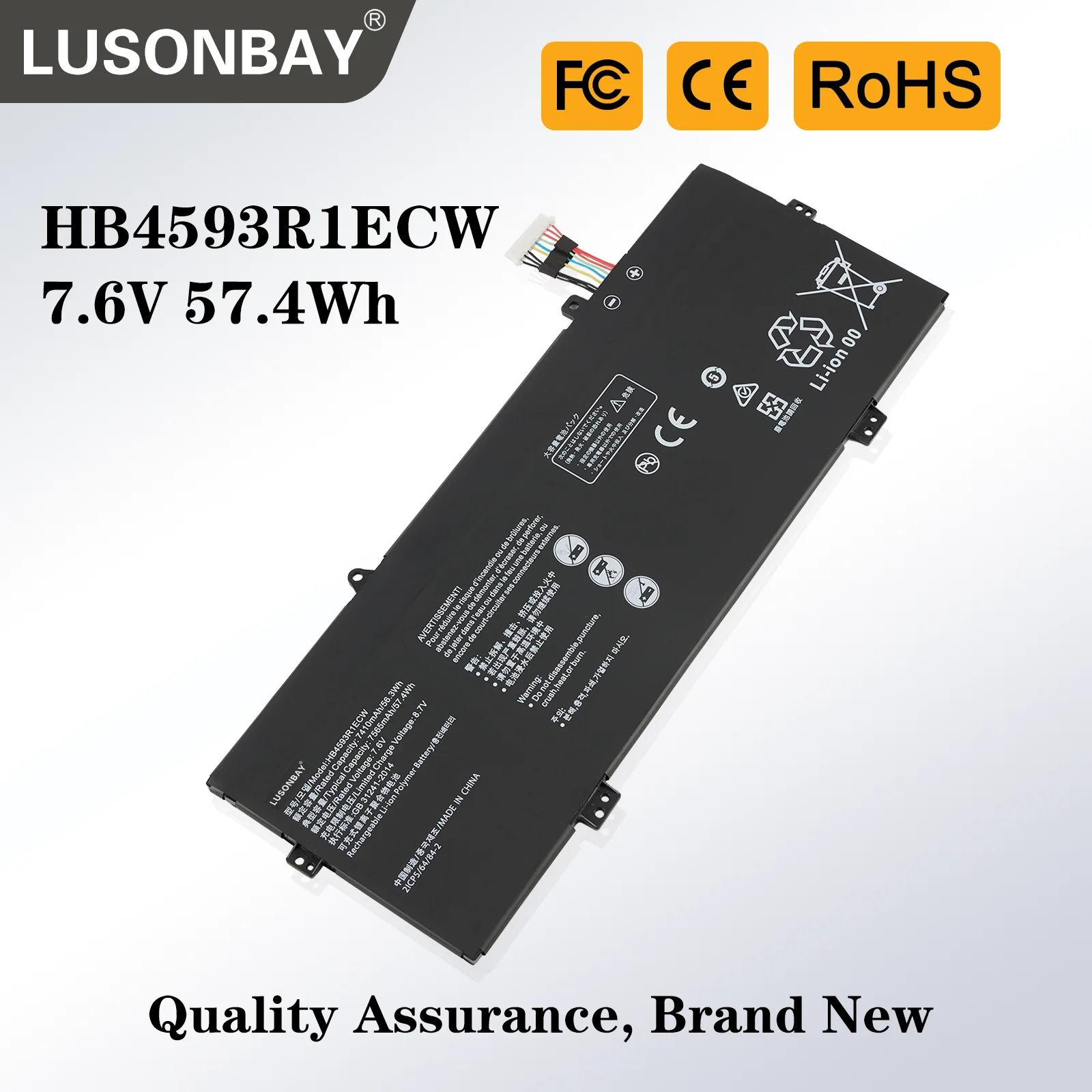 

Аккумулятор для ноутбука HB4593R1ECW 7565 мАч для Huawei Matebook X Pro i7 Mach-W29 2019 MACH-W19B MACH-W29C KPL-W00 KLV-W19 VLT-W60/50