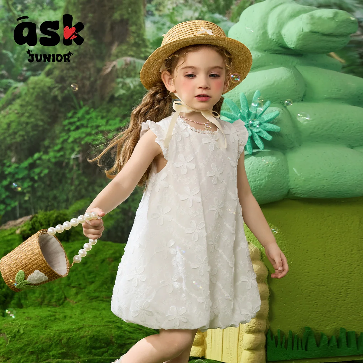 فستان بناتي صيفي ثلاثي الأبعاد لطيف على شكل زهرة #2