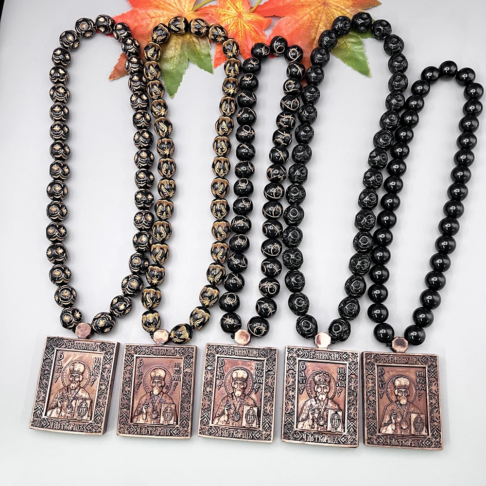 GS560 Car Pendant 3D Resin Antique Style Exquisite Patterns Square Eastern Orthodox Church Nicholas the Wonderworker Ornament