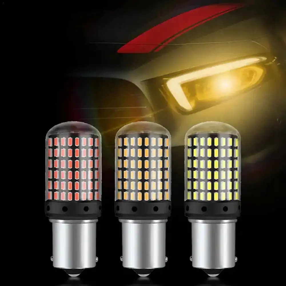 

1x P21W 1156 T20 3014 144smd 1157 Car LED Signal Bulb DRL Super Bright Fog Lamp Auto Tail Brake Reverse Parking Light 12V 3color