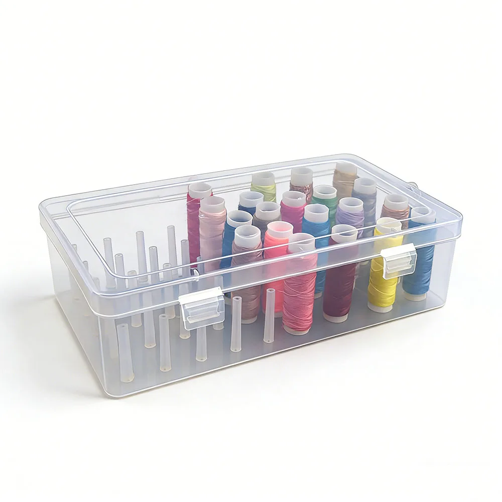 42 Spool Sewing Thread Organizer Box, Transparent Embroidery Sewing Storage Case, Portable Large Capacity Needle Thread Holder - view 4