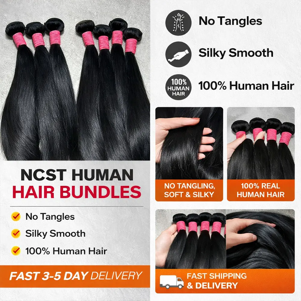 32 36 Inch Straight Weave Human Hair Bundles Raw Hair Bundles 100% Human Hair Natural Brazilian Human Hair 3 4 Bundles