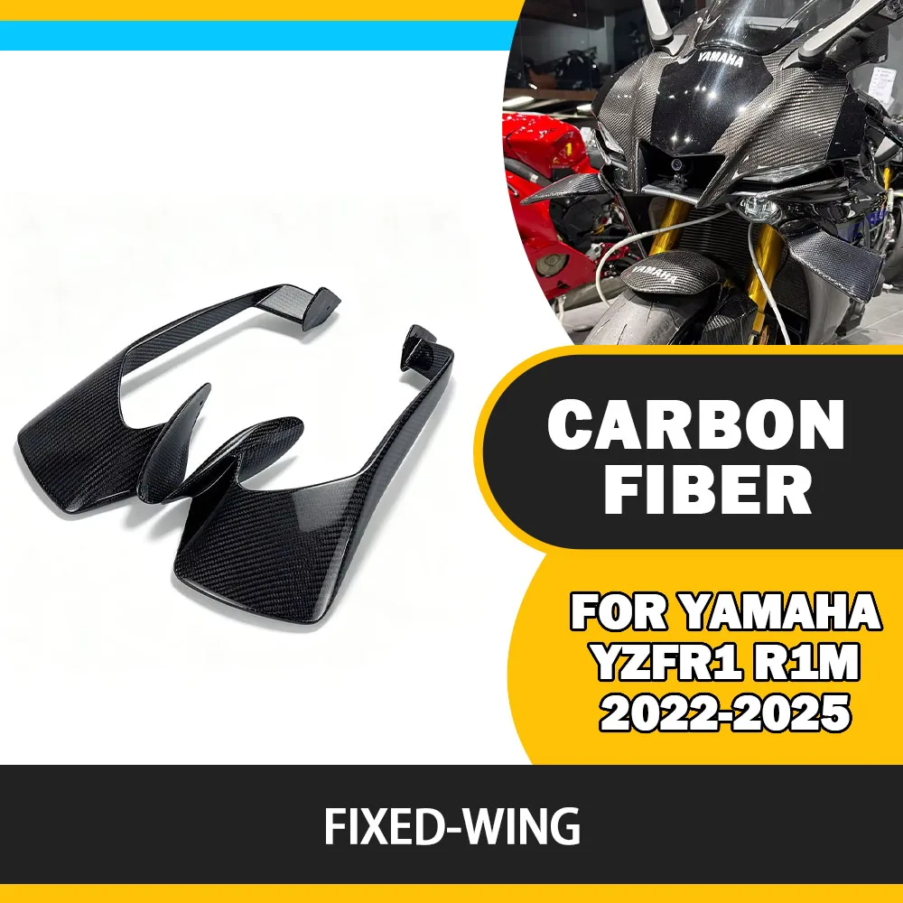 for Yamaha YZFR1 R1M 2022-2025 Motorcycle Carbon Fiber Aerodynamic Wing Kit Side Wing Fixed Wing Spoiler Fairing Accessories