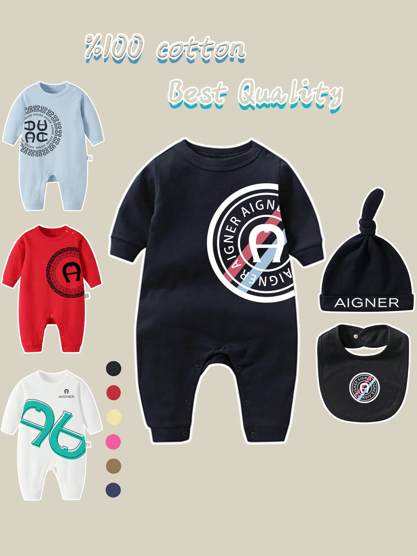 Autumn Newborns Rompers 2025 New Toddler Bibs Warm Hat Set Soft Infant Jumpsuit Cotton Long sleeves Baby Boys Clothes Bodysuits