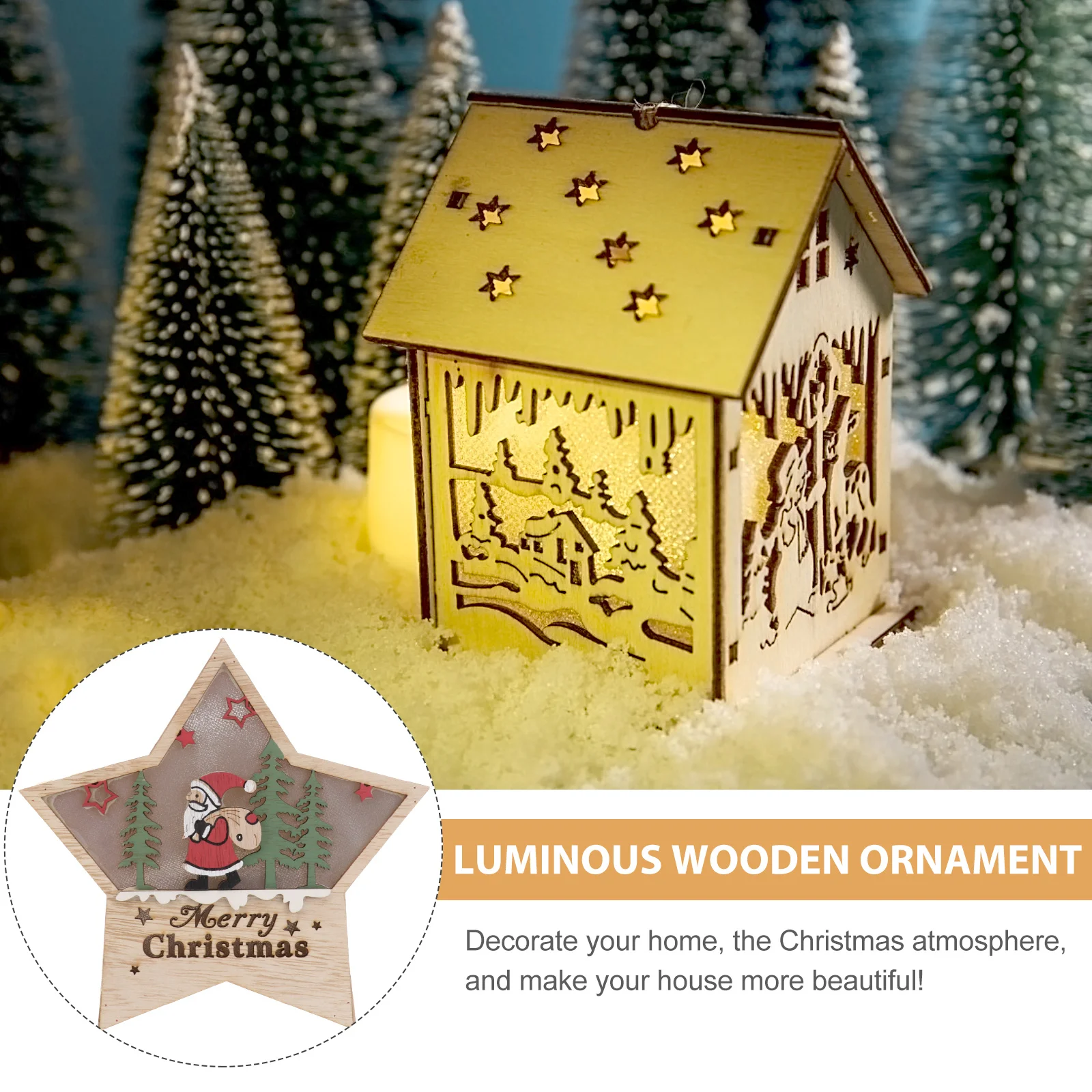 

1pc Light Up Ornament Star Shape Xmas Decor For Home Christmas Decoration Christmas Ornament Night Lamp Party Diy Adornment