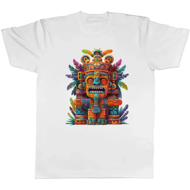 Aztec Tiki Jungle Mens T-Shirt Tribal Chichimeca Tee Gift