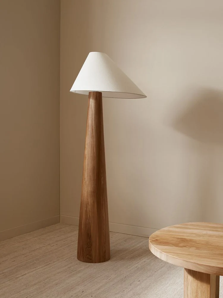 Study Tea House Cafe Solid Wood table Lamp Tapered Oak Wood Floor Lamp Wabi-sabi Vintage Floor light for Living Room Bedroom