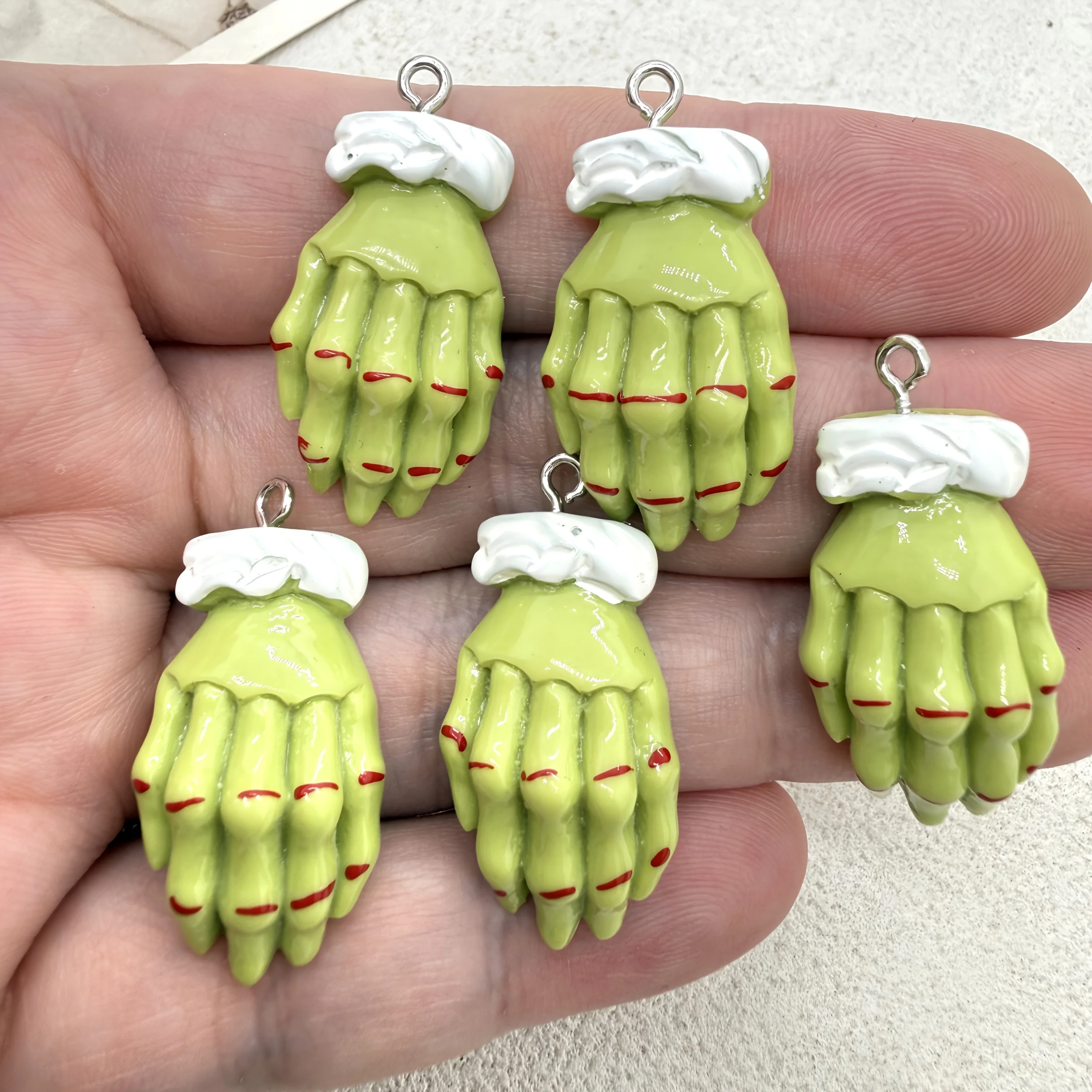 Jewelry Making Event - 10/30/60Pcs Resin Green Demon Hand Halloween