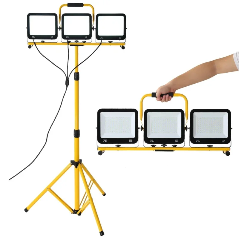 2026 Adjustable Head LED Work Lights with Stand Adjustable and Foldable Tripod Stand Emergency Lamp with Individual Switch