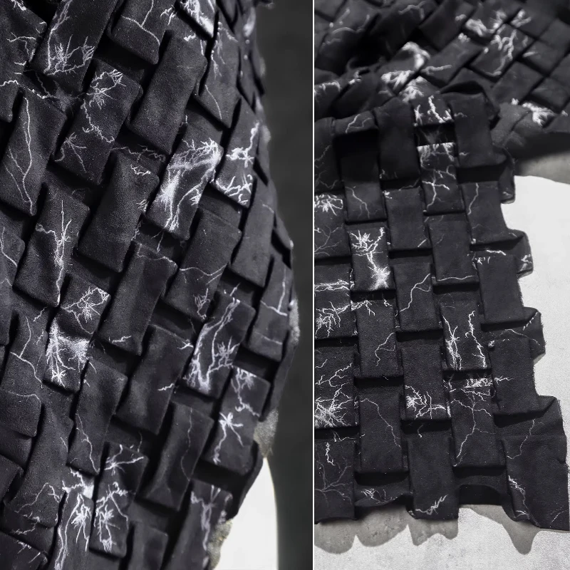 

Dark Lightning Woven Suede Printed Fabric Creative Three Dimensional Wrinkled Texture Skirt Splicing DIY Clothing Design Cloth