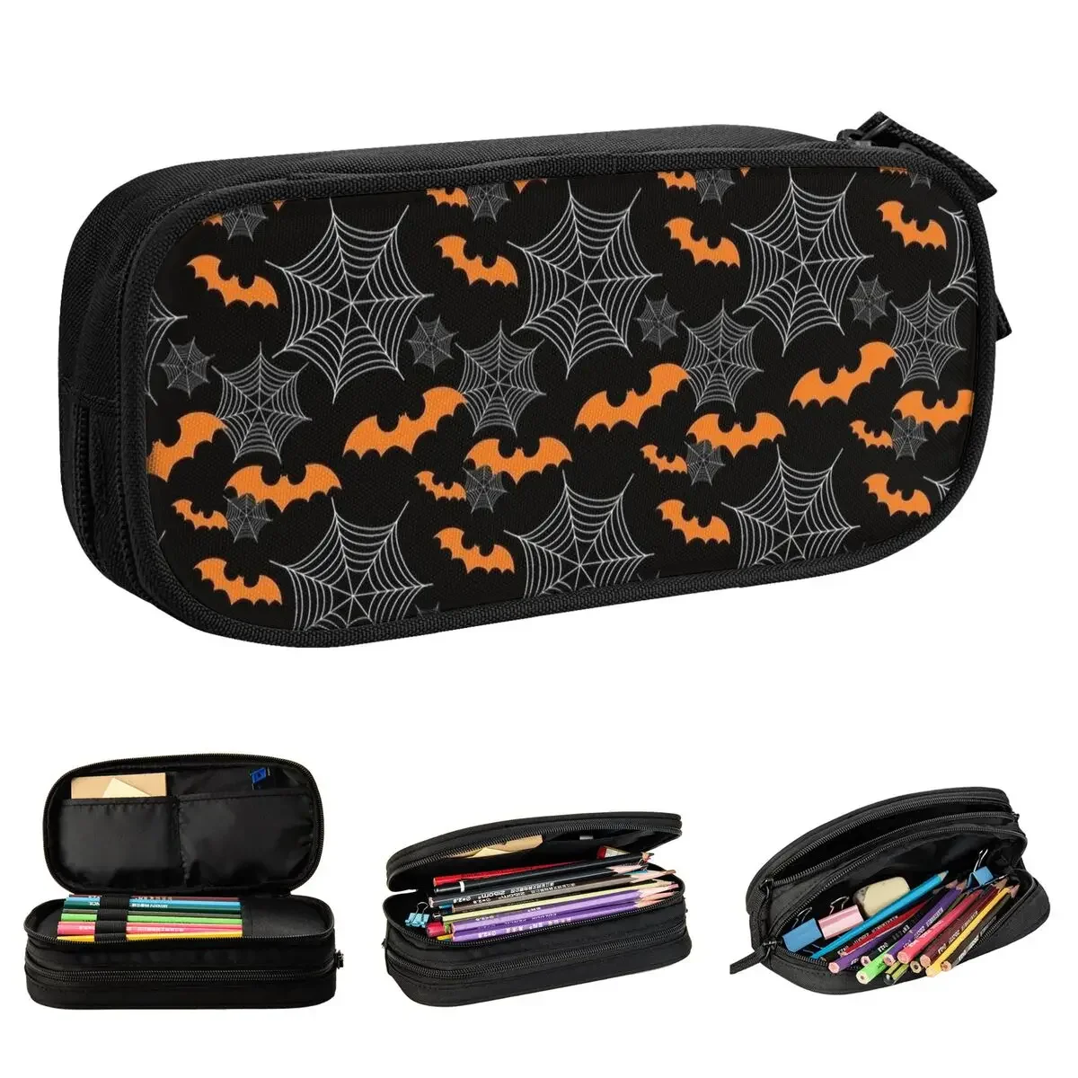 

Creative Halloween Bat Vampire Spooky Pencil Case Pencil Box Pen Holder for Student Big Bag School Supplies Zipper Stationery