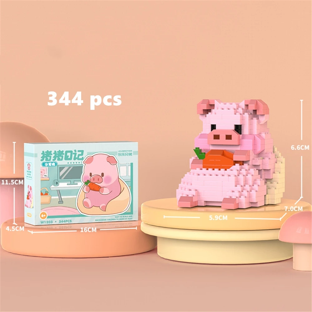 สร้างสรรค์สัตว์น่ารักหมู Building Blocks ชุด 3D มินิอิฐตัวเลขของเล่นสําหรับเด็กประกอบอิฐของเล่นเด็กชายและเด็กหญิงของขวัญ