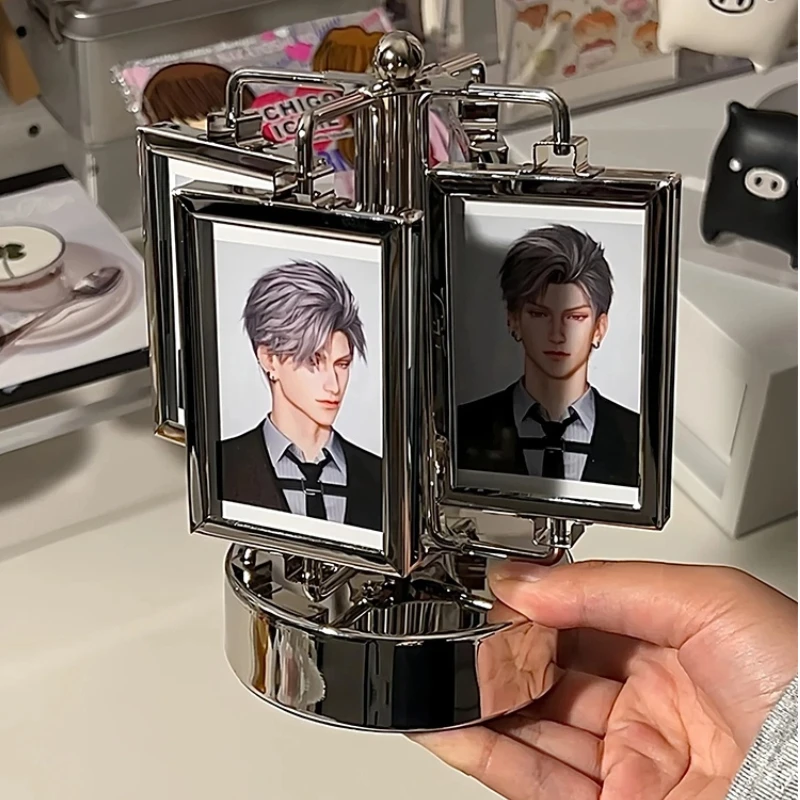 Rotating Photo Frame Gu Mei Display Stand Small Card Display Stand Gu Mei Storage High-End Diy Photo Frame Creative Ornament
