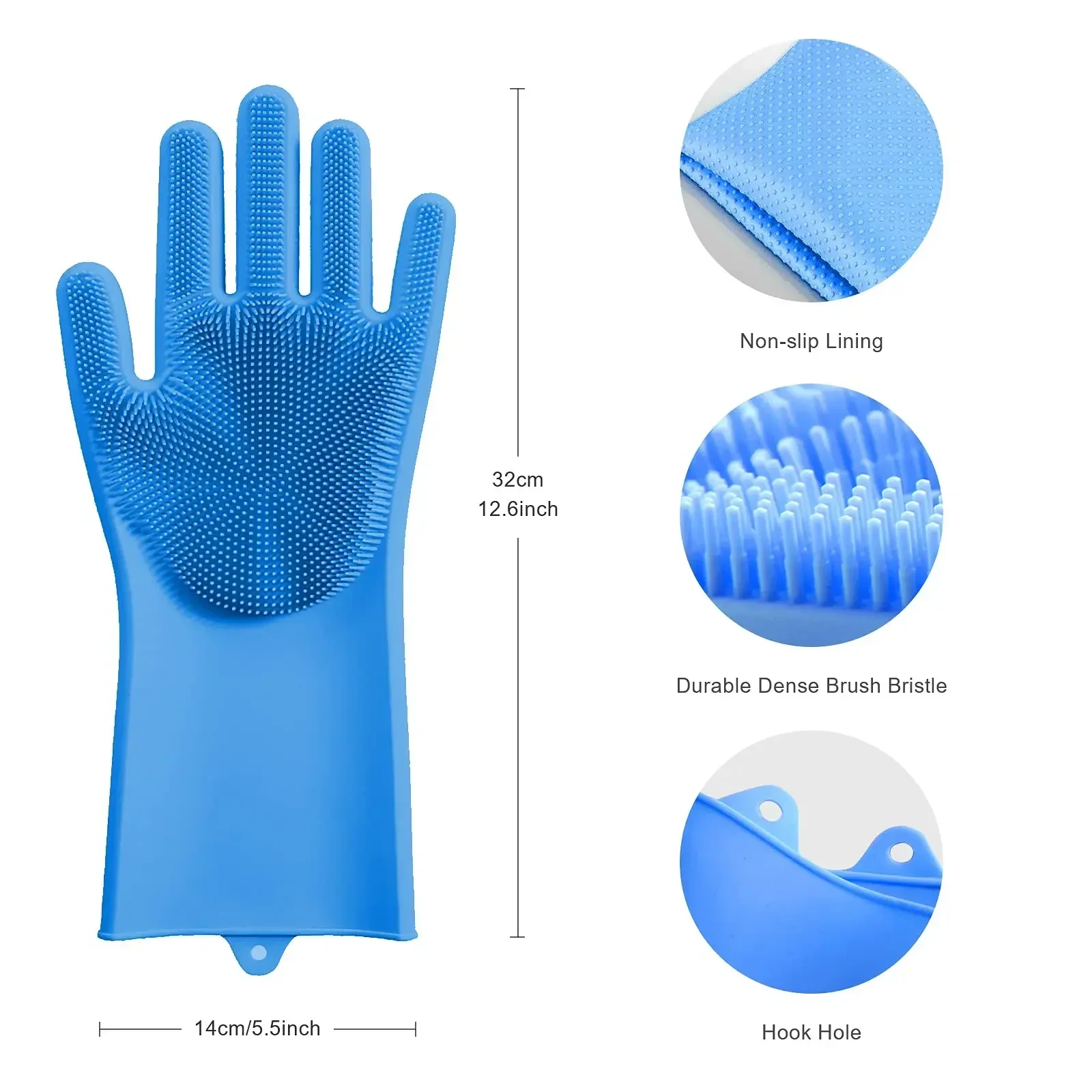 Pet Bath Gloves Cleaning Massage Hair Removal Gloves Silicone Hair Removal Comfortable Clean Anti-Bite Gloves Dog Bath Gloves