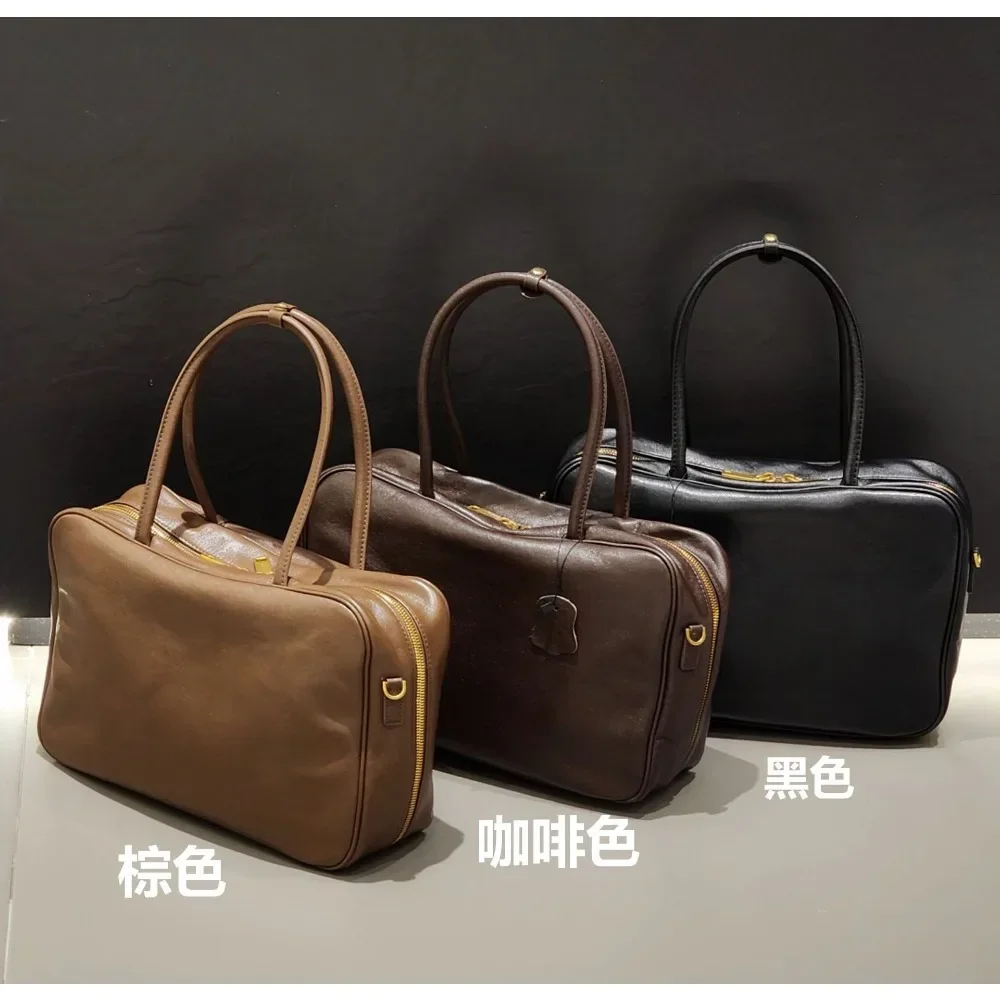 

2025 New Large Capacity Briefcase Tote Bag Versatile Design Handbag Vegetable Tanned Cowhide Shoulder Bag Premium Sense