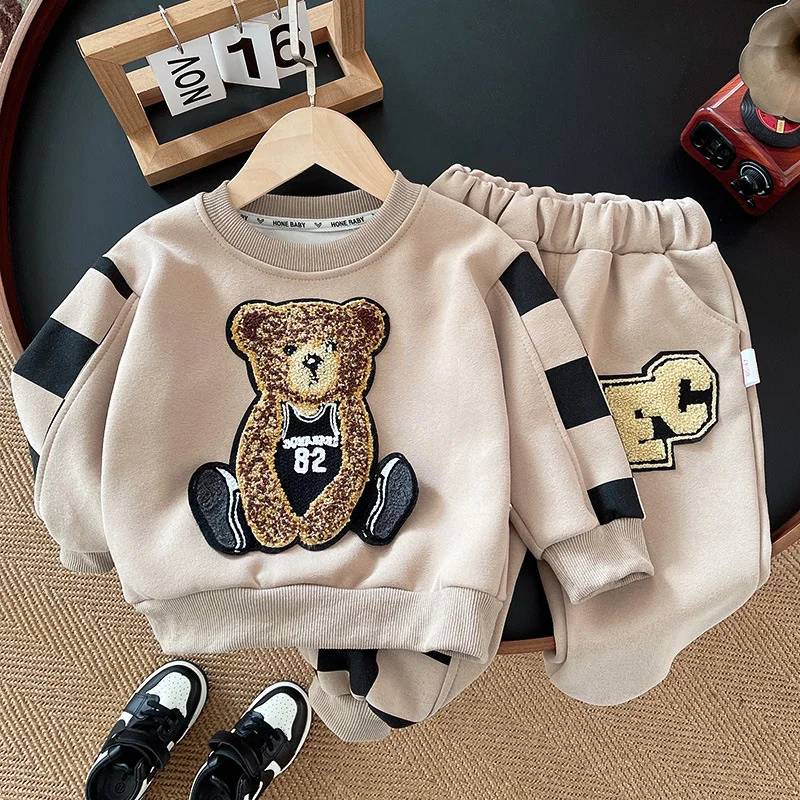 Boys Autumn Sets 2024 New Cartoon Baby Girls Clothes Suits Children\'s Sweatshirts+Sports Pants Kids Spring Casual Fashion Suit