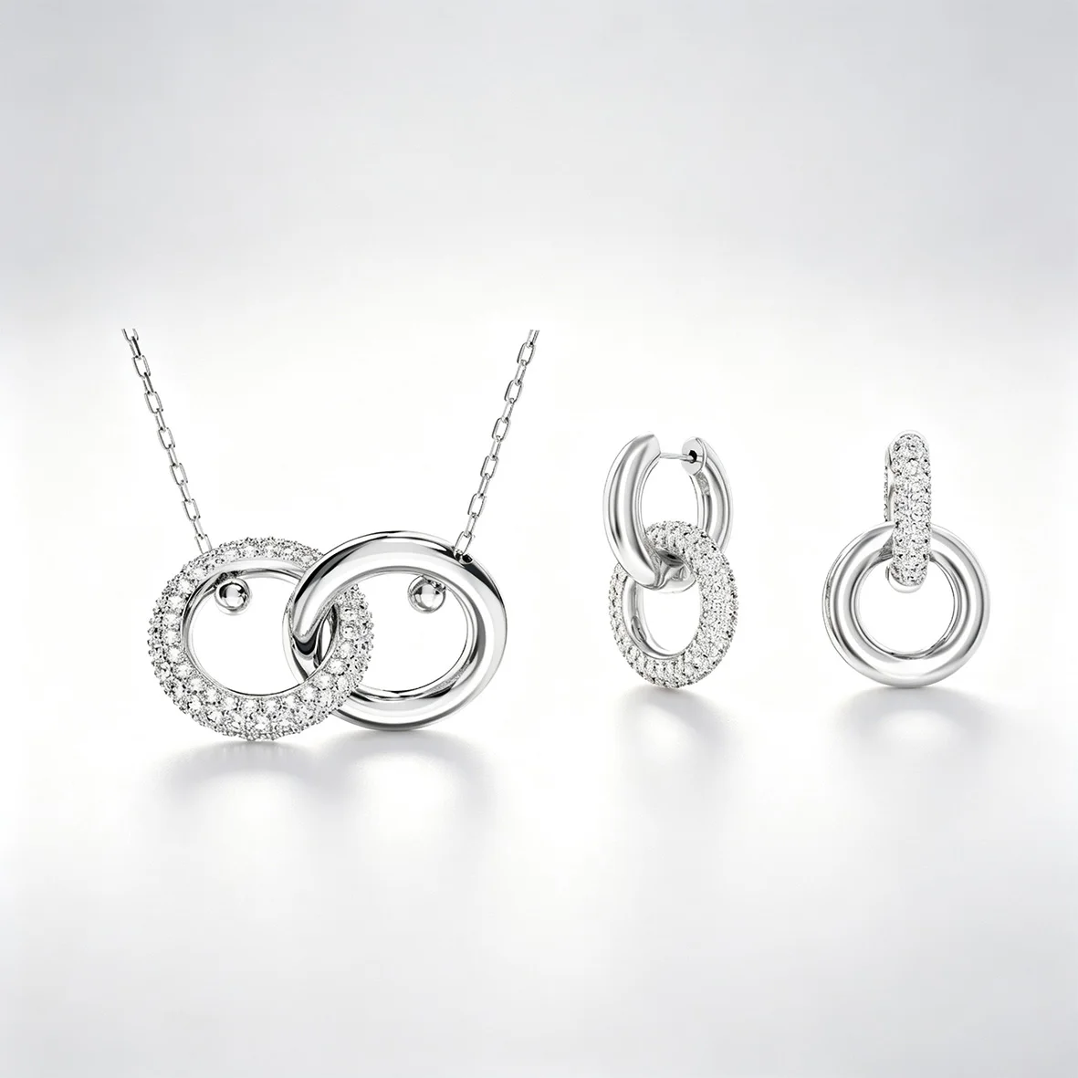 Women's Minimalist Double Ring Zircon Jewelry Set