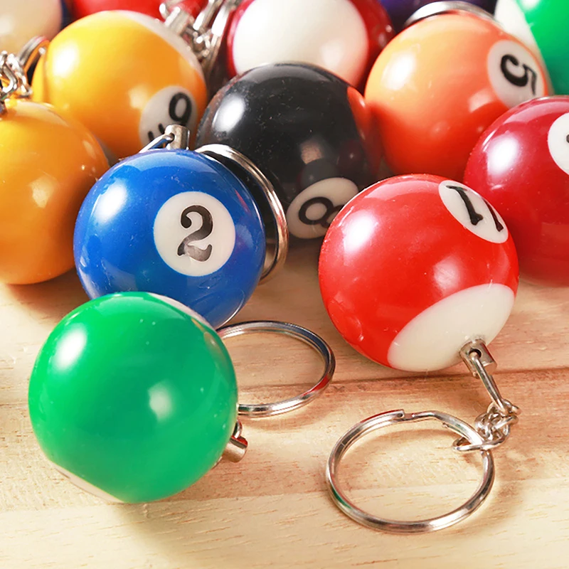 1PC Fashion Billiard Pool Keychains Round Ball Key Ring Key Chains Resin 32mm Ball Jewelry Gift Random Color