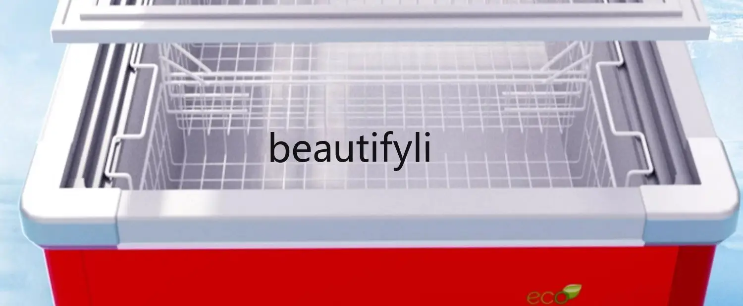 Display di refrigerazione per frigorifero con congelatore commerciale di grande capacità, vetro congelato per la conservazione della freschezza, armadietto a isola