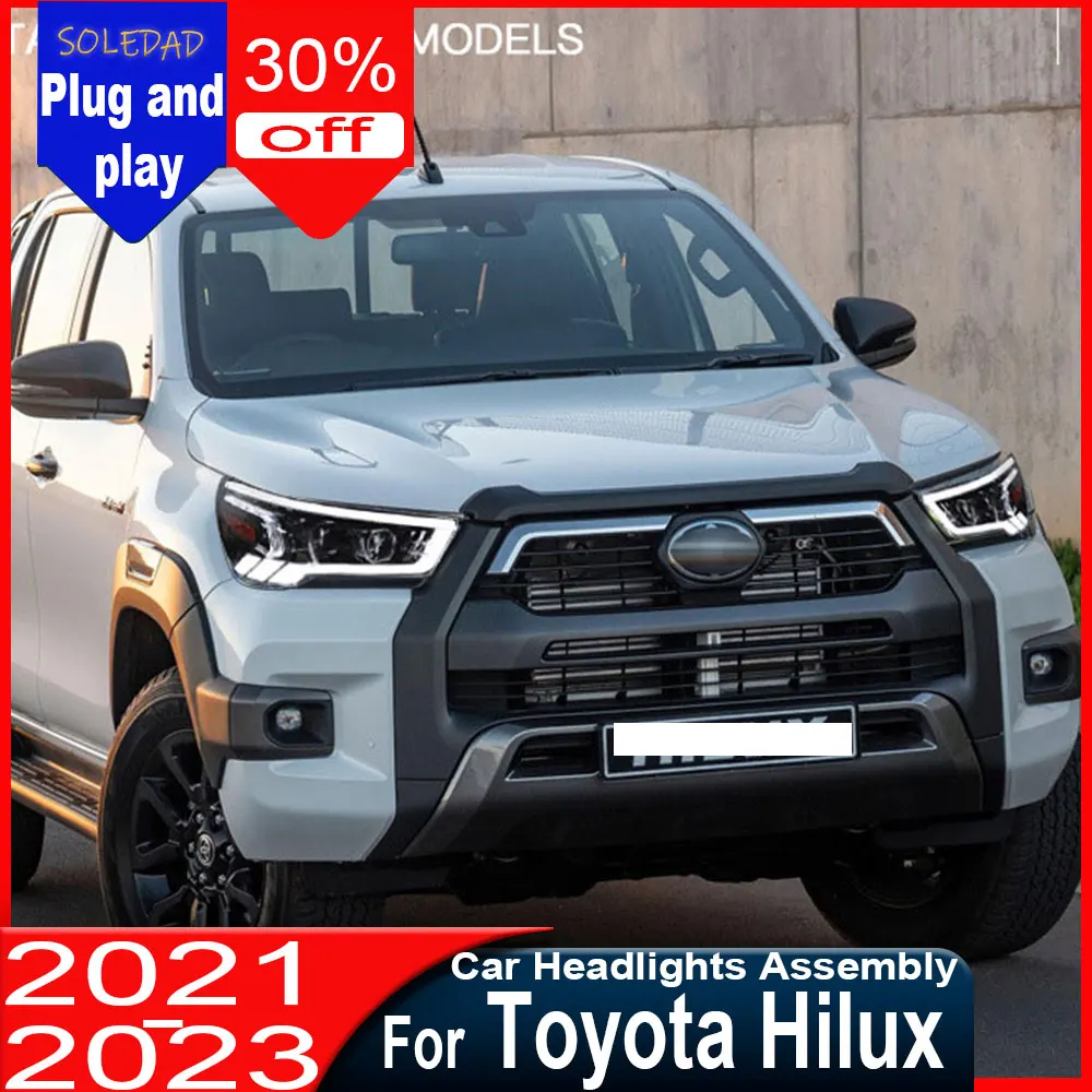 For Toyota HILUX REVO 2021 2022 2023 DRL Turn Signal Front Full LED HeadLamp Lens Car Accessories Plug and play