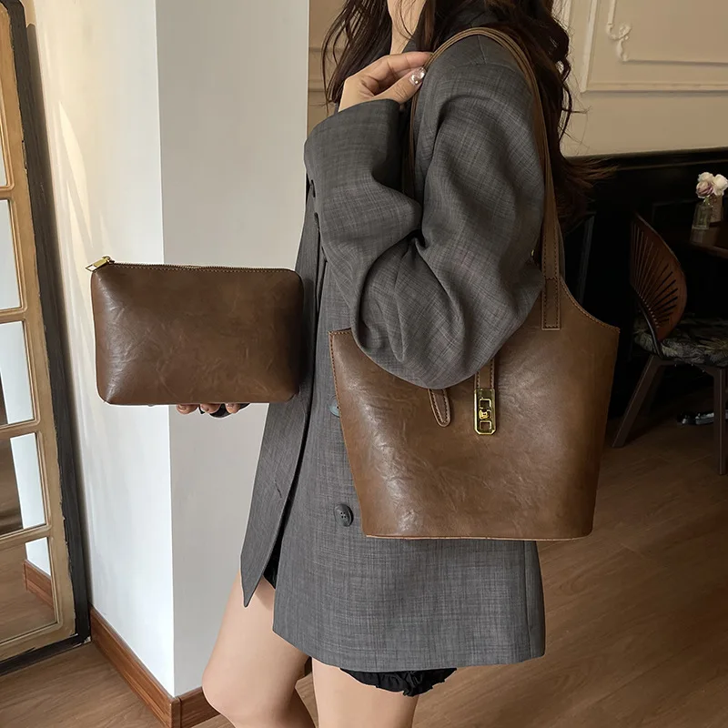 

2025 Premium Work Tote for Professionals, Soft Leather Multi-functional Crossbody Bag Spacious Underarm Purse for Office Commute
