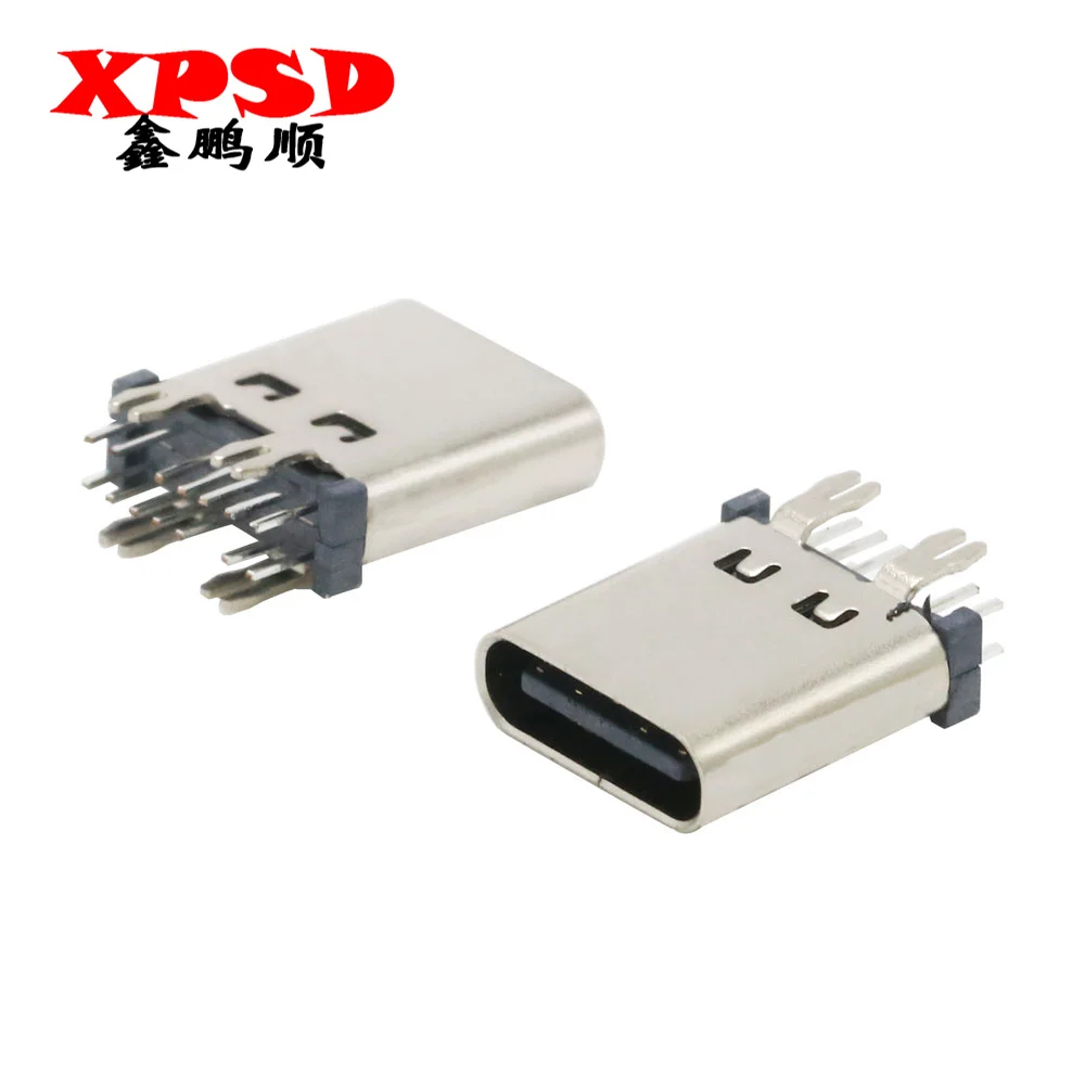 

10PCS TYPE C 14P vertical inline 180 degree long 10.0 fast charge tail plug charging female USB connector