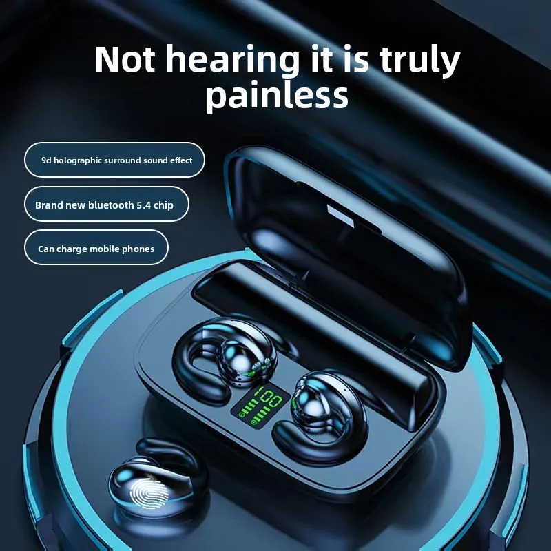 

S19 Bluetooth headset version 5.4 wireless ear clip type binaural bone conduction super long battery life private mode