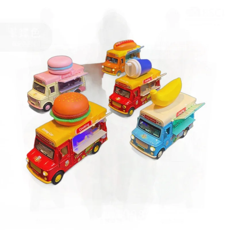Mingyuan versión Q, modelo de coche de aleación extraíble, juguete de inducción magnética con temática de comida rápida para niños, casa de juegos transfronteriza caliente