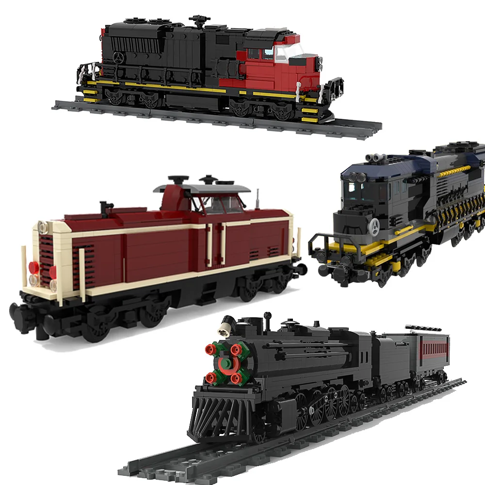 Train Building Blocks Sets Cargo Locomotive by NeoSephiroth Brick Model Julesed Vernes Time Train Building Toy Children Gifts