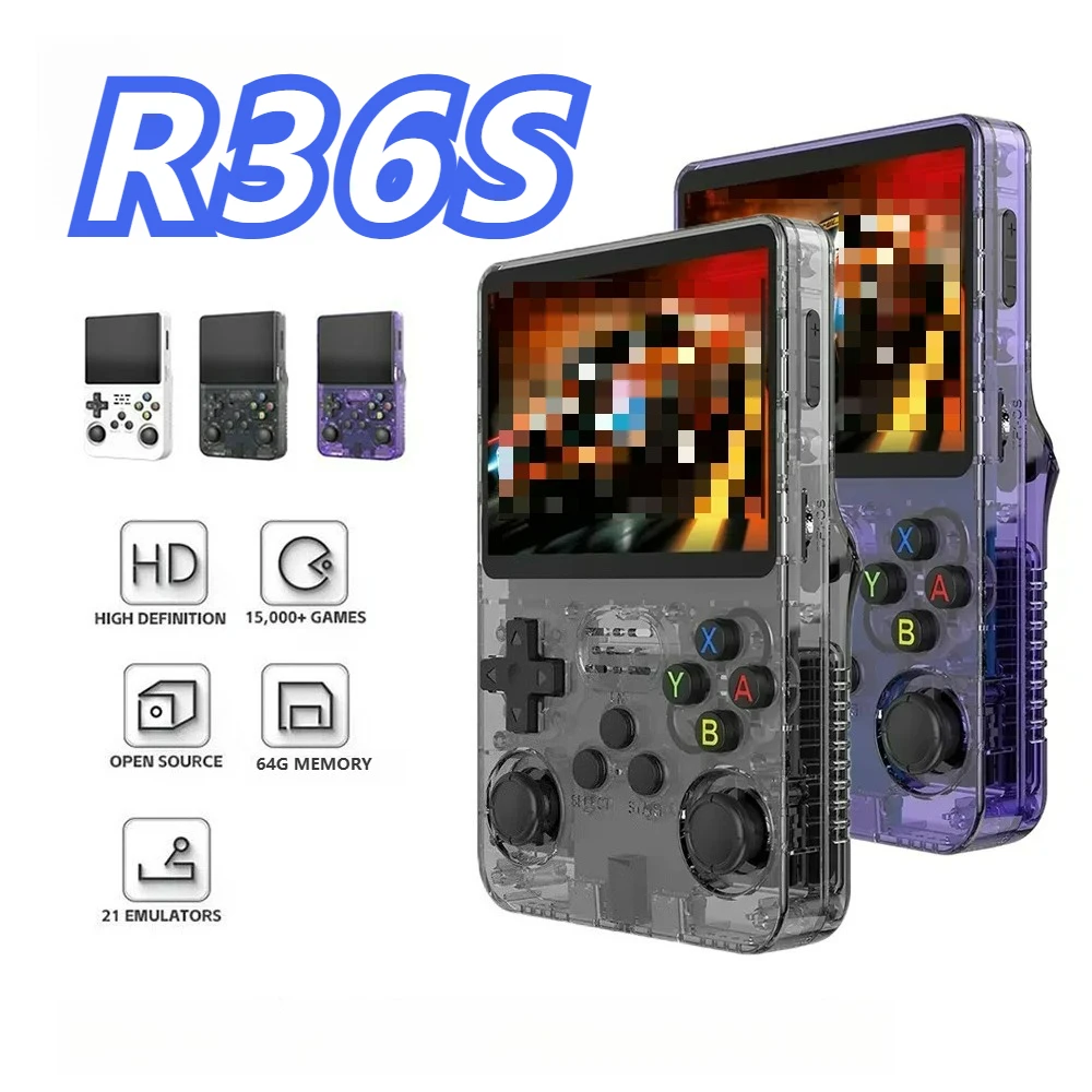 

Игровая консоль R36S в ретро-стиле с 3,5-дюймовым IPS-экраном, системой Linux с открытым исходным кодом, портативная игровая приставка с памятью 64 ГБ