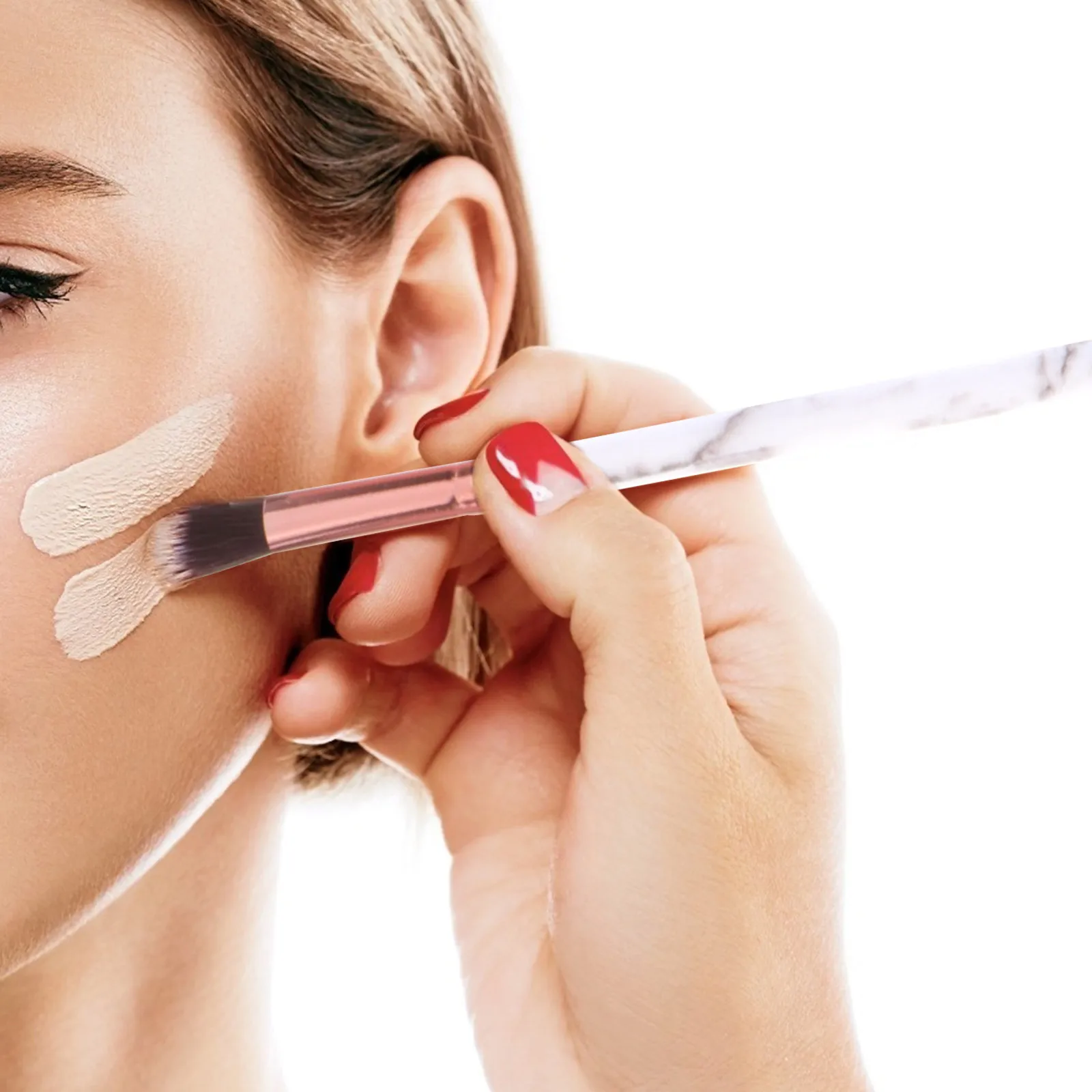 مجموعة فرش مكياج رخامية مكونة من 15 قطعة من شعيرات النايلون ومقبض بلاستيكي لأدوات الاستخدام اليومي الاحترافية للنساء هدية