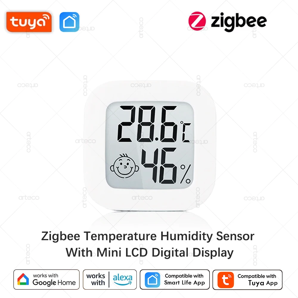 Tuya Zigbee Temperature Humidity Sensor Mini LCD Digital Display Thermometer Hygrometer Remote Monitoring Smart Home Automation