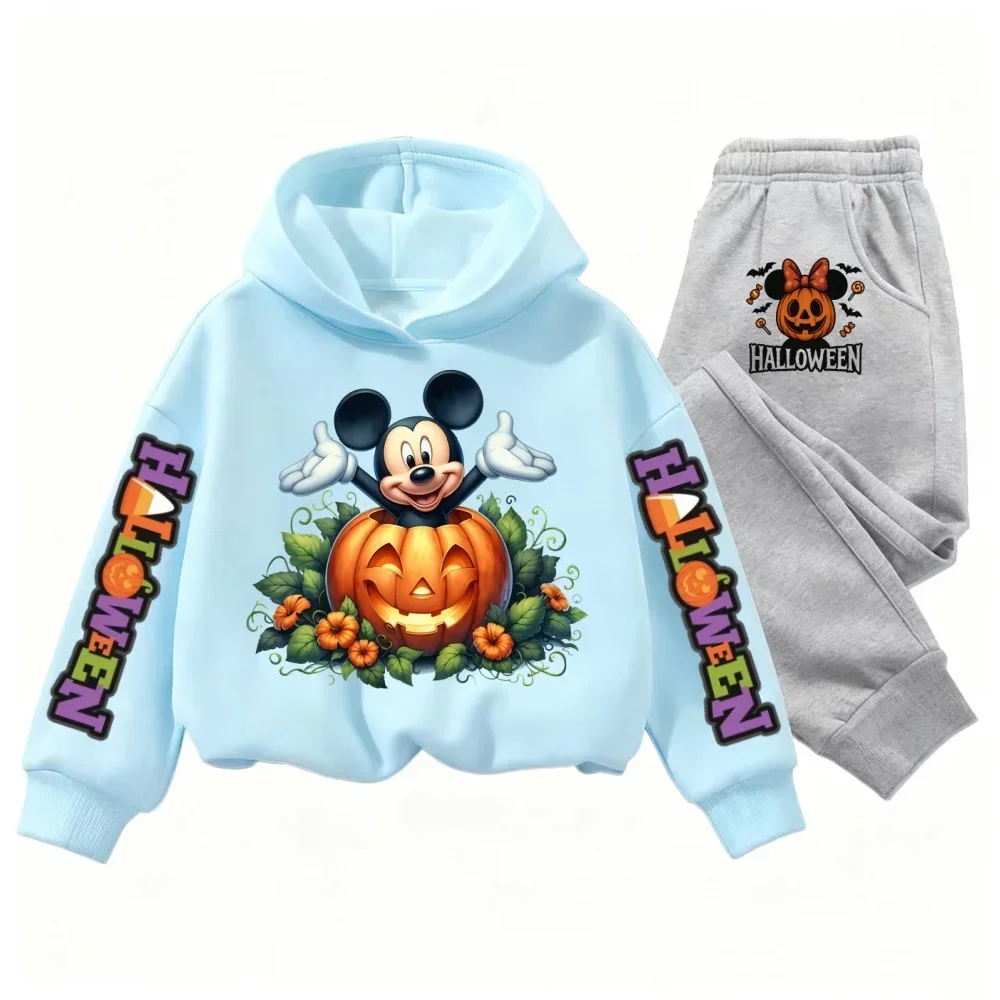 ฮาโลวีนดิสนีย์มิกกี้เมาส์พิมพ์ลายเสื้อฮู้ดเด็กชุดฤดูใบไม้ร่วงและฤดูหนาวเสื้อแขนยาวเสื้อสวมหัวเด็กชายและเด็กหญิง