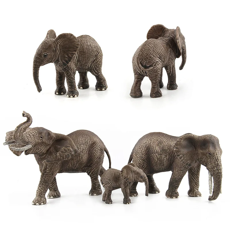 Mini Elephant Model Wild African Male Elephant Miniatures Figurine Simulation Animal Fairy Dollhouse Ornament Home Desktop Decor