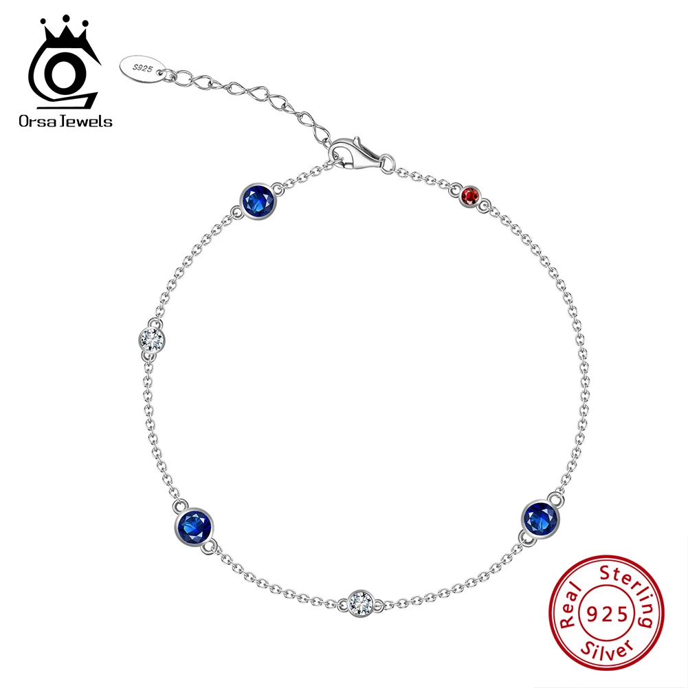 

ORSA JEWELS Colorful 5A Clear CZ Chain Bracelet with Genuine 925 Sterling Silver for Women Classic Bracelet Fine Jewelry EQB27