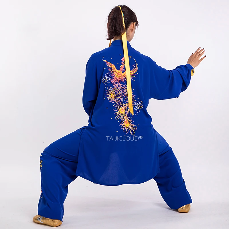 Women's Embroidered Phoenix Tai Chi Suit | Extended Silk Kung Fu Performance Costume | Long Sleeve Stage Wear
