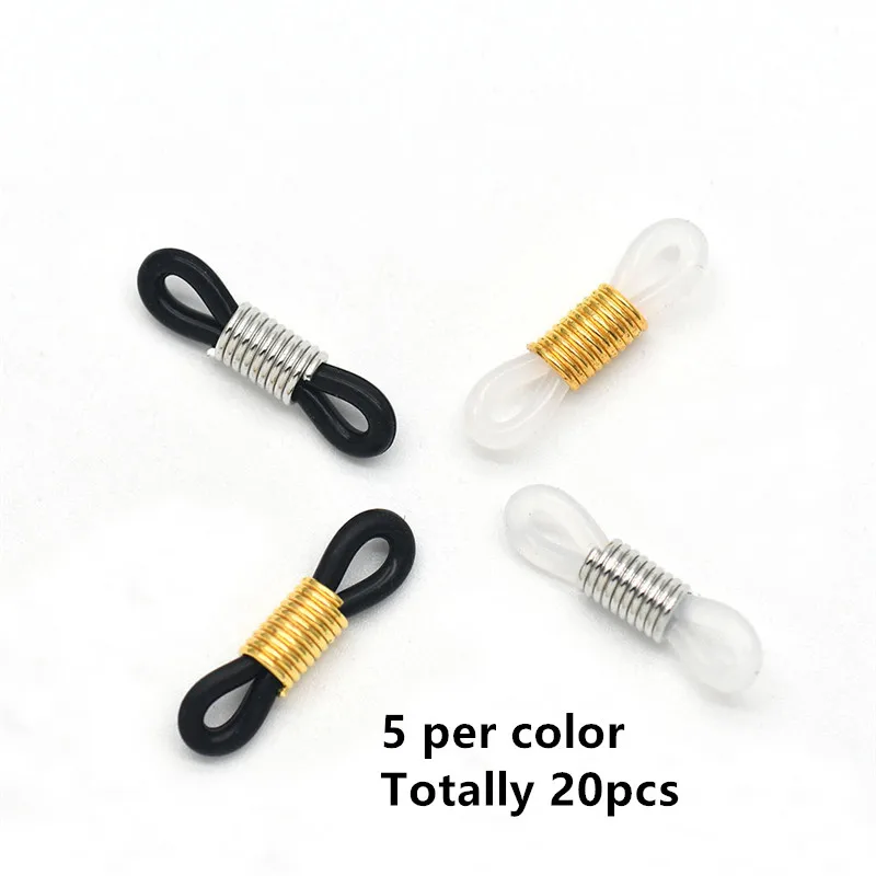 20Pcs Eyeglass Chain Ends Adjustable Rubber Ends Connectors Anti-slip Strap Holder Chain Loops for Eye Glasses